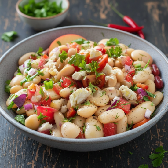 Green & red bean salad with apple 