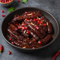 Egyptian sausage with pomegranate molasses 