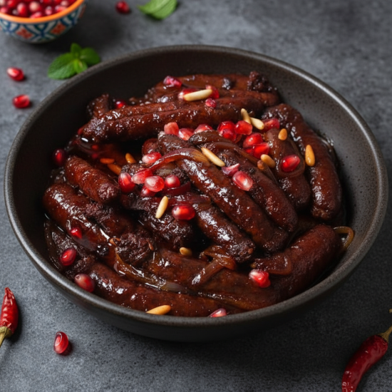 Egyptian sausage with pomegranate molasses 