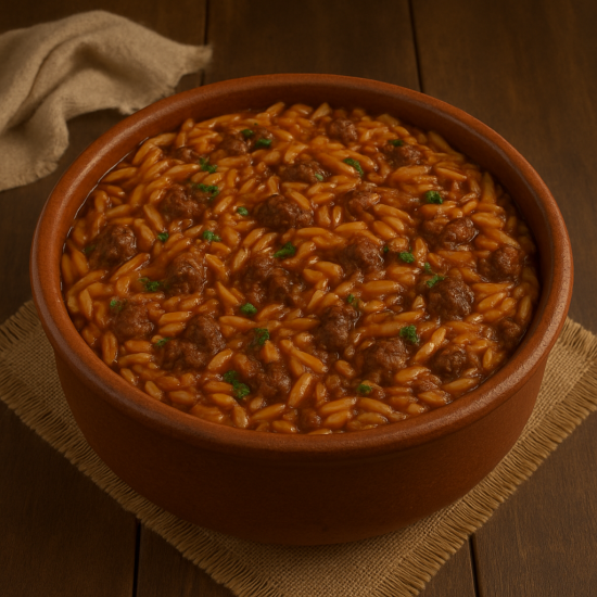 Tajen Orzo with minced meat