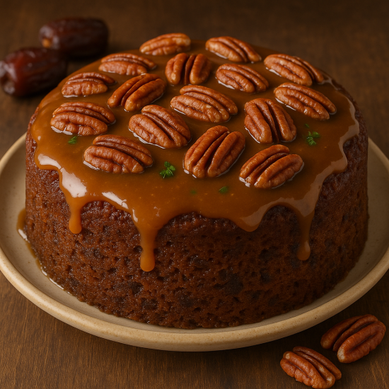caramel pecan Date Cake 