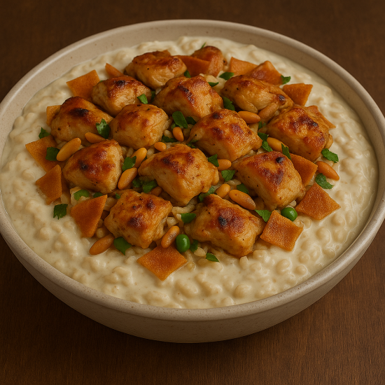 Chicken fatteh with yogurt 
