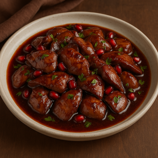 Chicken liver with pomegranate molasses