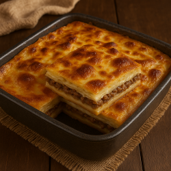 Raqqaq with minced meat, cream & butter