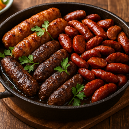 Mixed Meat Pan (¼ Liver – ¼ Kofta – ¼ Sausage, Baladi)