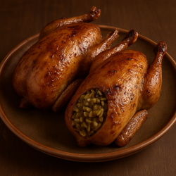 Pair Stuffed pigeons with freekeh