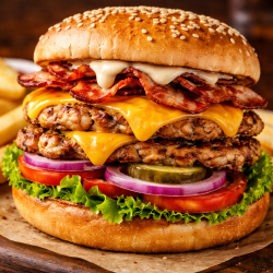 Chicken smash burger sandwich