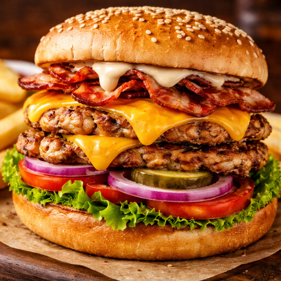 Chicken smash burger sandwich