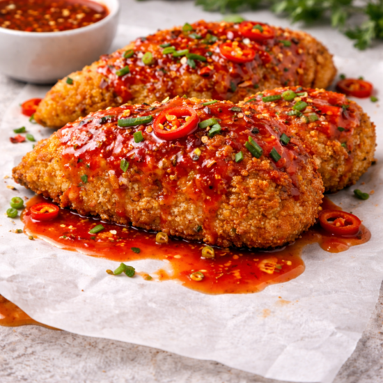 Breaded Chicken Breast with hot chili sauce (250g) 